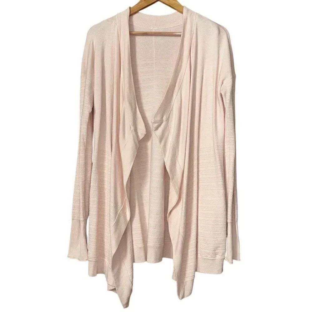 Lululemon Find Your Calm Wrap cardigan Chantilly peachy pink cotton silk blend